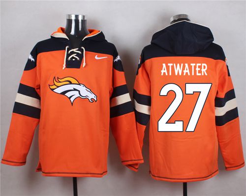 Nike Broncos #27 Steve Atwater Orange Player Pullover NFL Hoodie - Click Image to Close